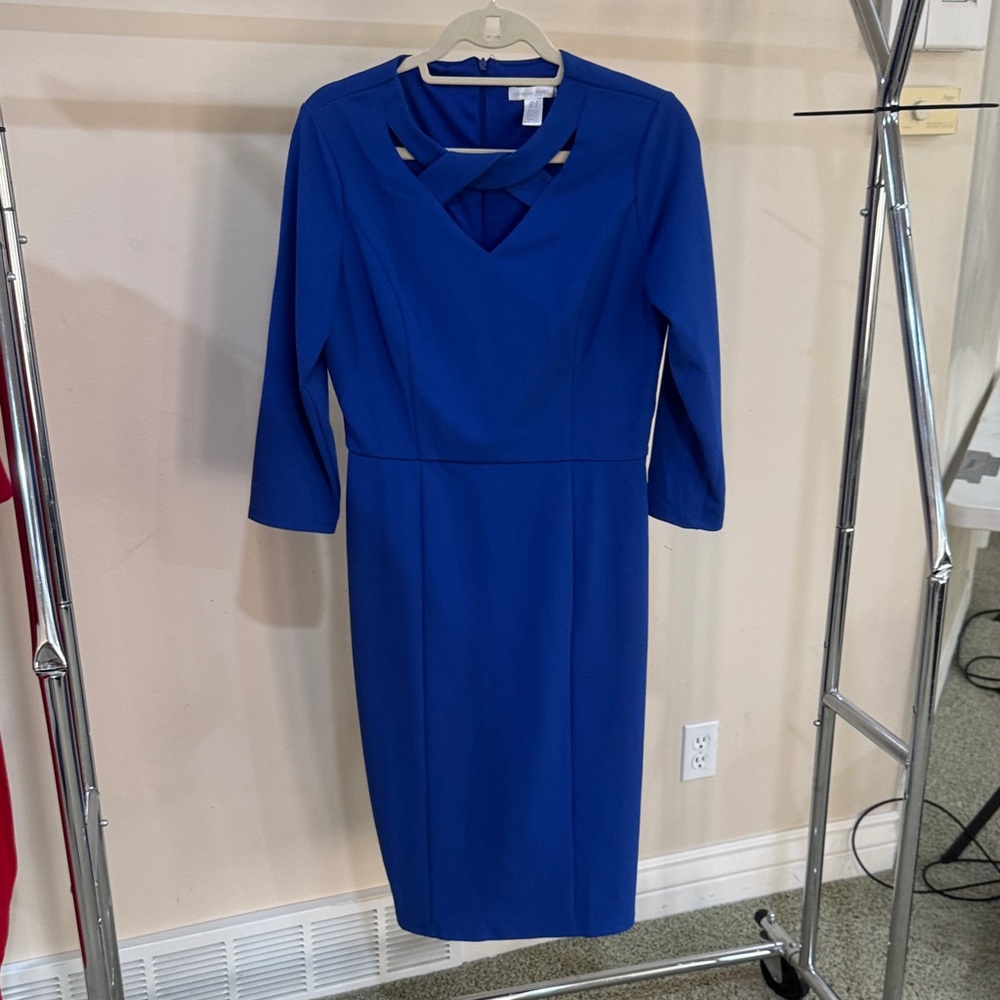 London Times Royal Blue Long Sleeve Dress
